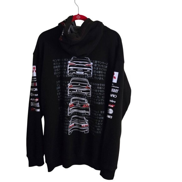 Hardtuned Mitsubishi Evolution Hoodie All Over Graphic Black Logo Size XXL - Picture 3 of 13
